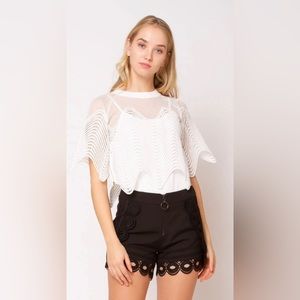 New GRACIA Mesh Crop Top with Side Zipper Sz M